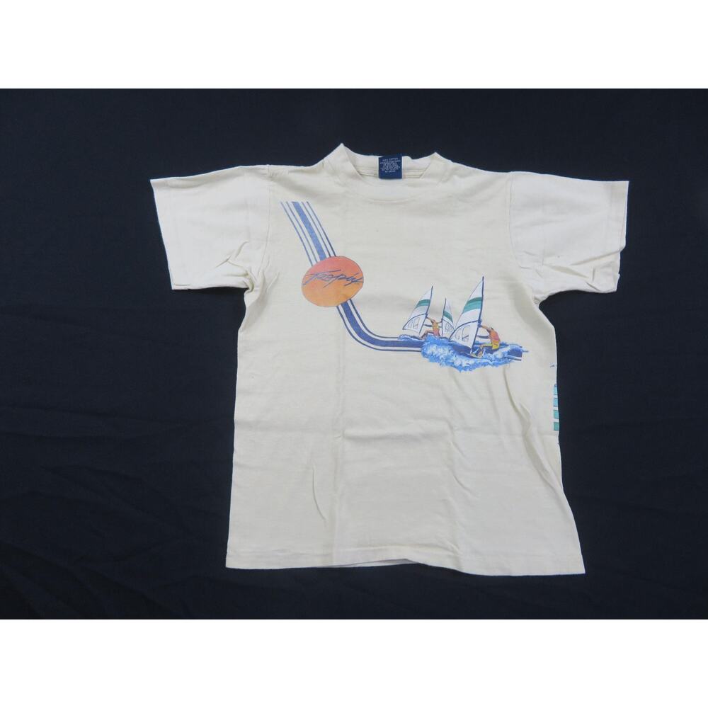 Tropix T-shirt, Double Sided Windsurfer, Yellow Sz S 70s\80s